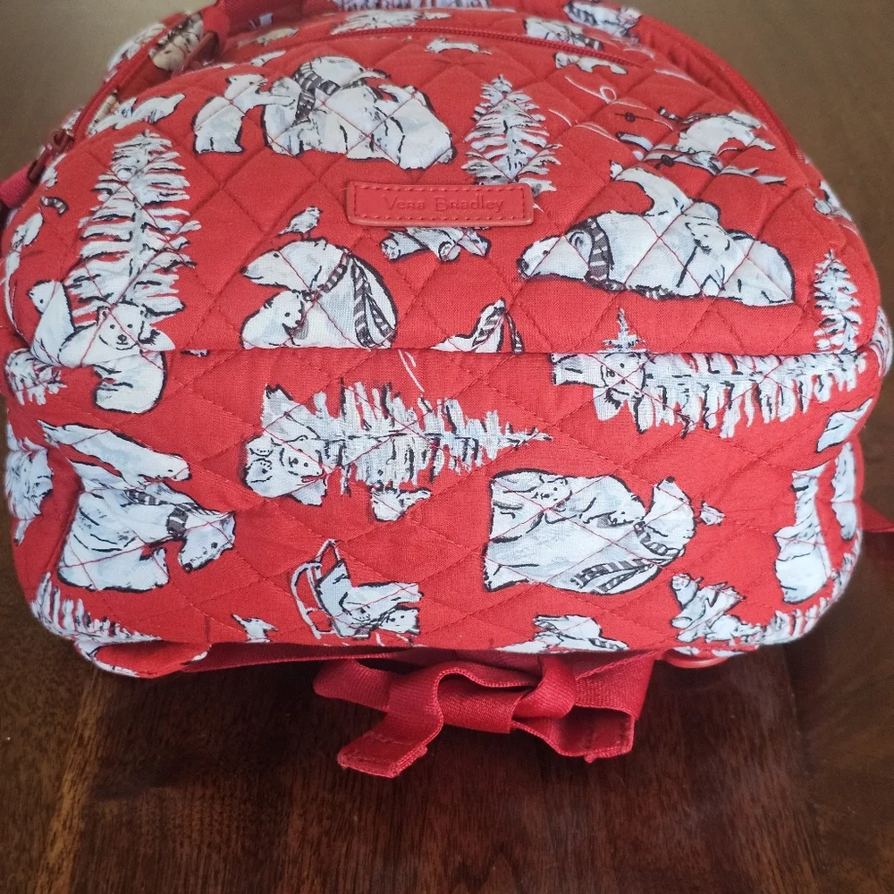 Vera Bradley Red Polar Bear Quilted Mini Backpack